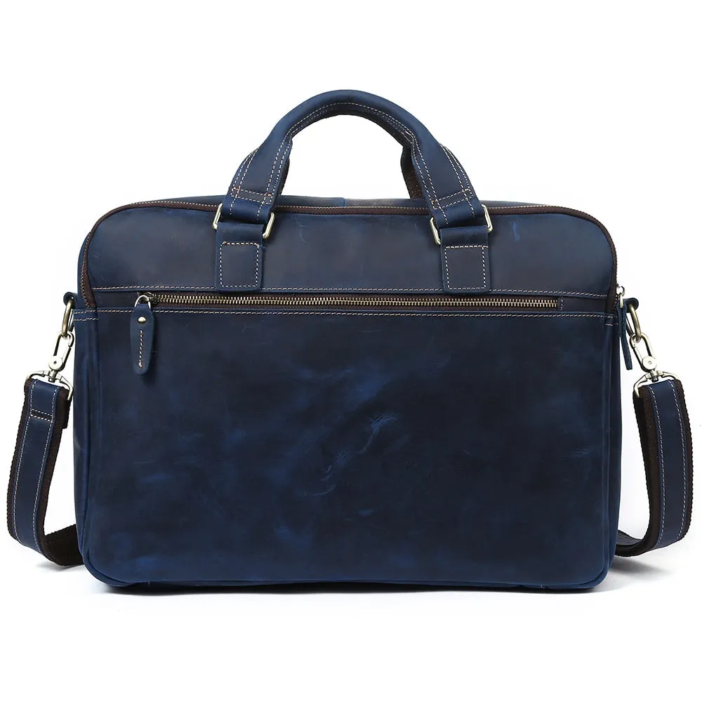 17 Inch Vintage Fashion Cow Leather Tote Business Hand Bags for Men
