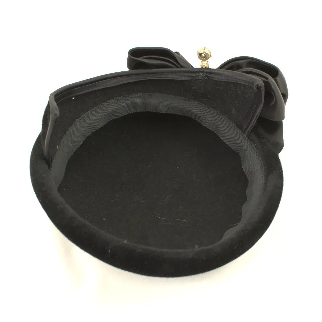 1950s Black Rhinestone Cap Hat