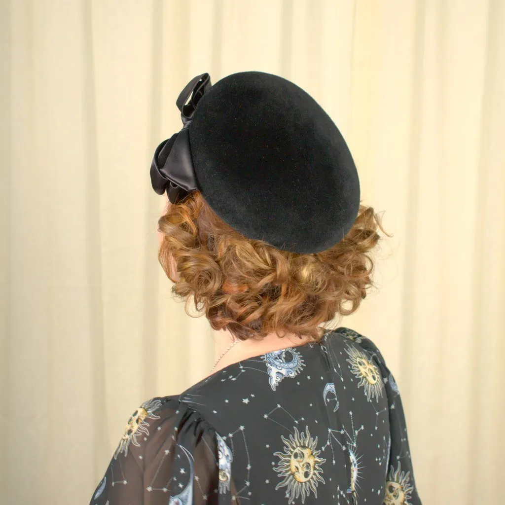 1950s Black Rhinestone Cap Hat