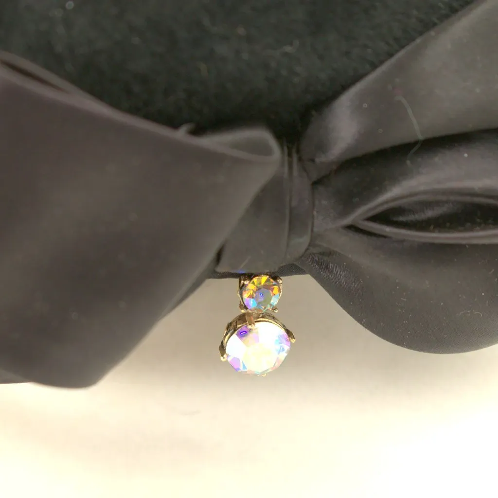 1950s Black Rhinestone Cap Hat