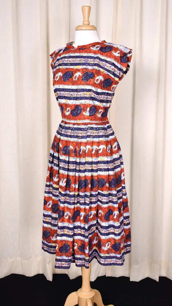 1950s Paisley Batik Vintage Swing Dress