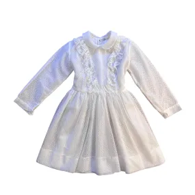 1960s White Sheer Lace Dress  / 6-8Y
