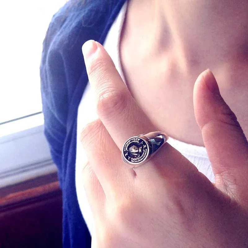 925 Sterling Silver Vintage Opening Small Tail Praying Hands Men's Ring