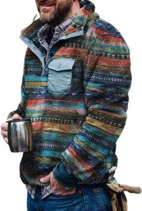Astellarie Men's Sherpa Sweatshirts Fleece Jackets Fuzzy Pullover Coats Vintage Sweaters