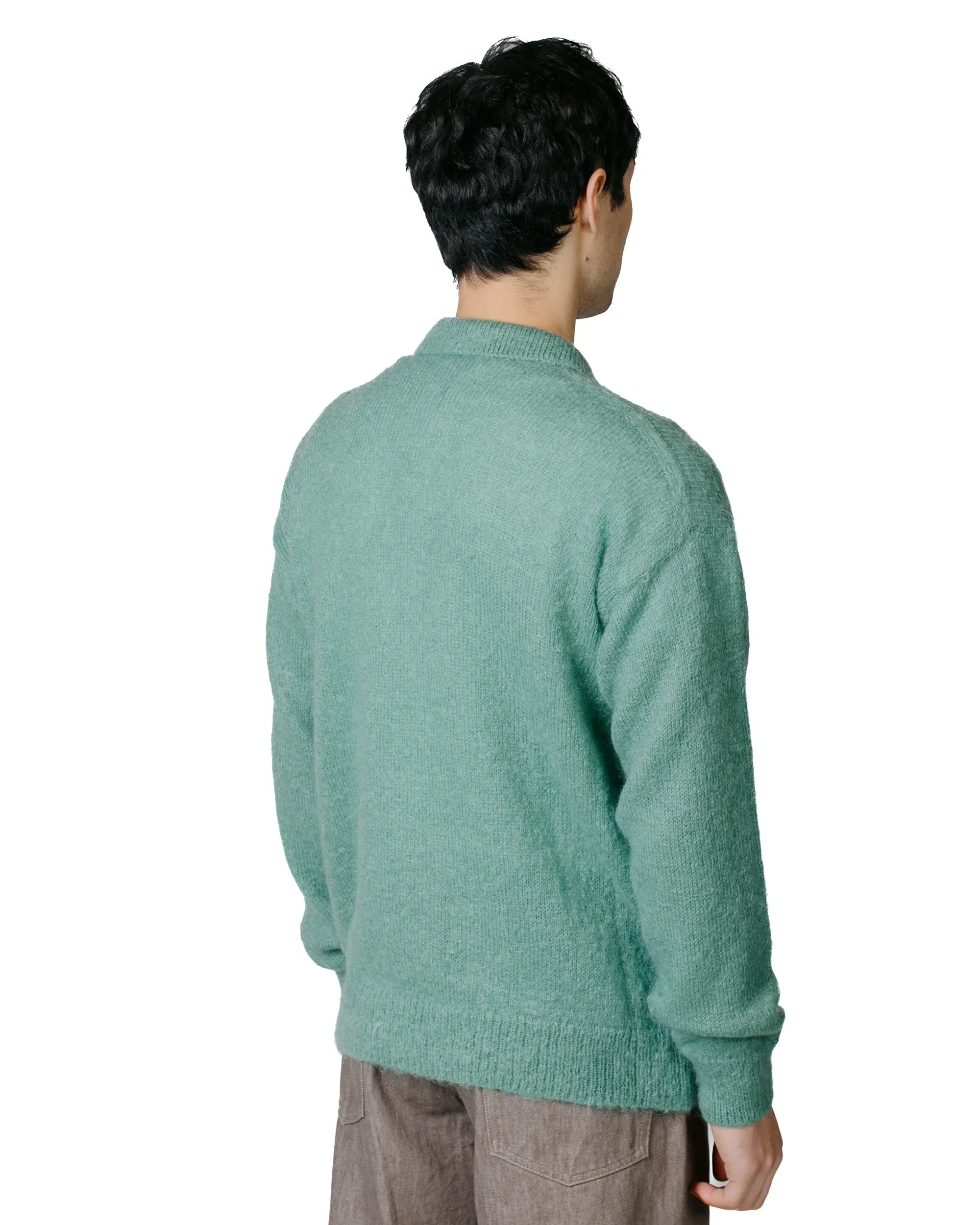 Auralee Brushed Super Kid Mohair Knit Polo Jade Green