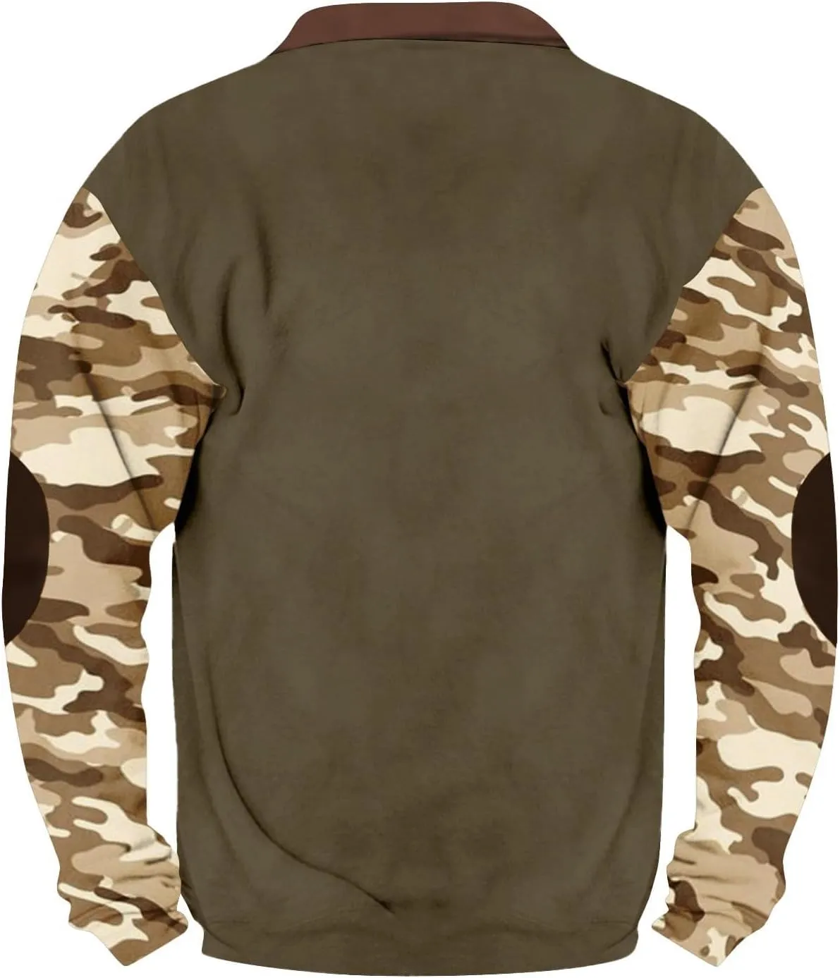 Camo Crewneck Sweatshirt for Men Vintage Quarter Zip Henley Neck Tactical Pullover Long Sleeve Camouflage Sweaters