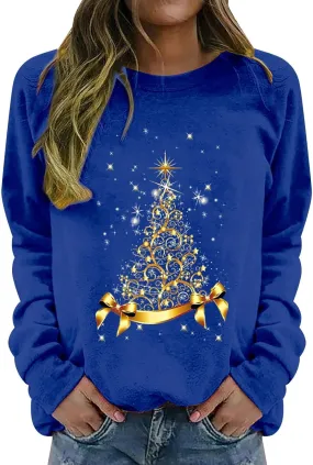 Christmas Sweaters for Women Funny Xmas Tree Graphic Sweatshirts Long Sleeve Holiday Merry Christmas Pullover Tops