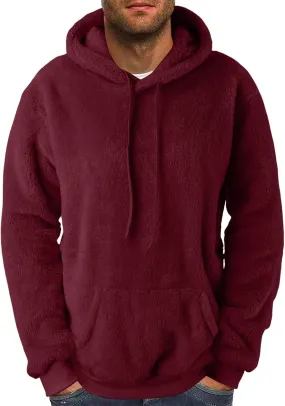 CRNTCEM Mens Fuzzy Sherpa Hoodie Sweatshirt Winter Fall Fleece Warm Hoody Faux Fur Fleece Athletic Jogging Thermal Pullover