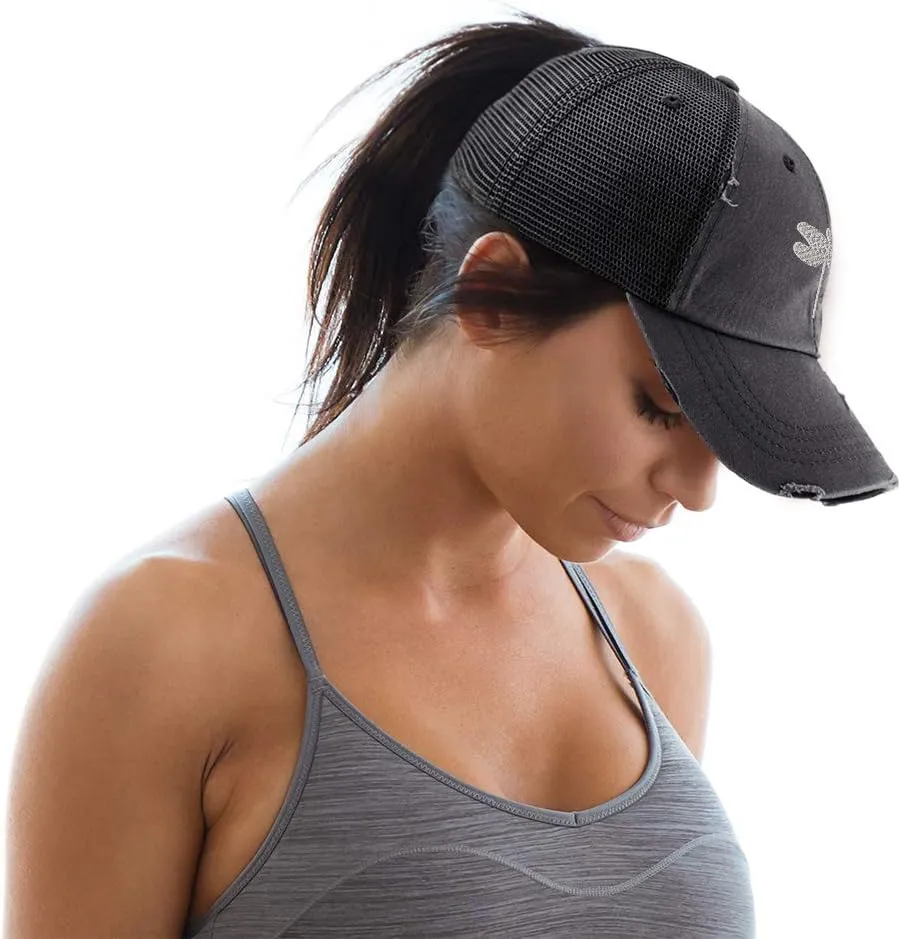 Custom Womens Ponytail Cap Dragon Fly B Embroidery Cotton Strap Closure