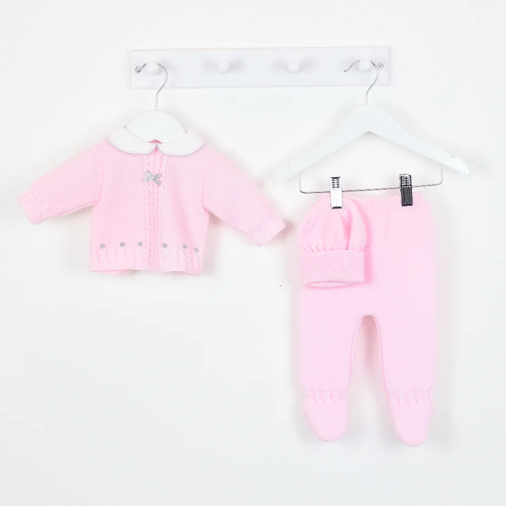 Dandelion Pink Knit & Grey Trim 3 Piece Set