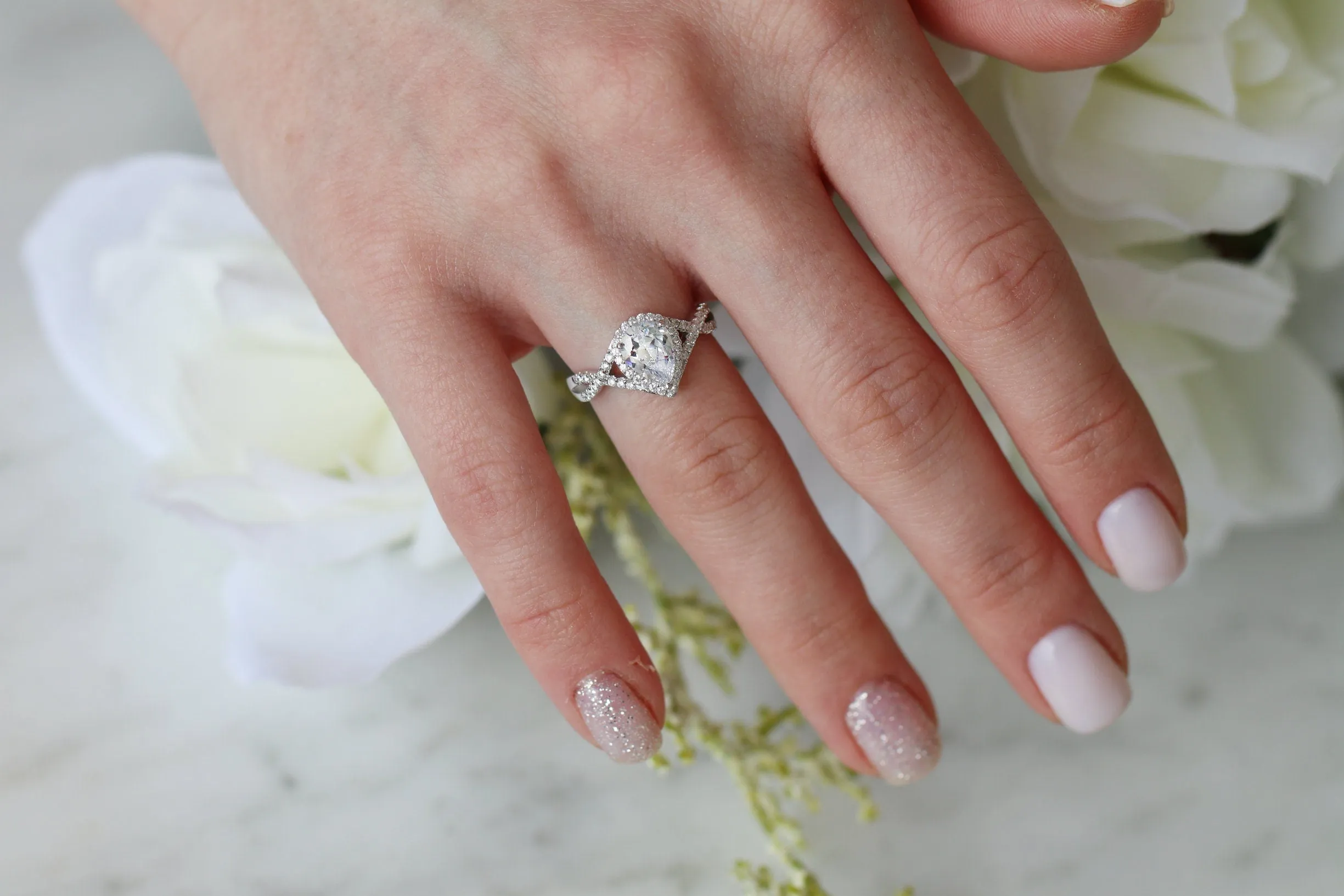 Flair Diamond (cz) Ring- Sterling Silver