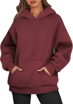 Fleece Hoodies for Women Oversized Preppy Sweatshirt Pullover Lightweight Sweatshirts Winter Sweaters with Pocket