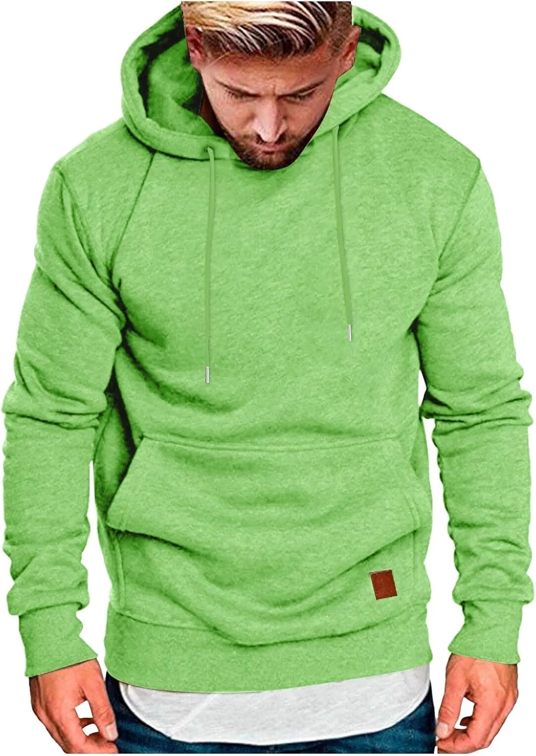 Fxbar Men's Zip-up Hooded Sweatshirts Full-Zip Hoodie Long Sleeve Solid Color Drawstring Casual Hoodies for Men