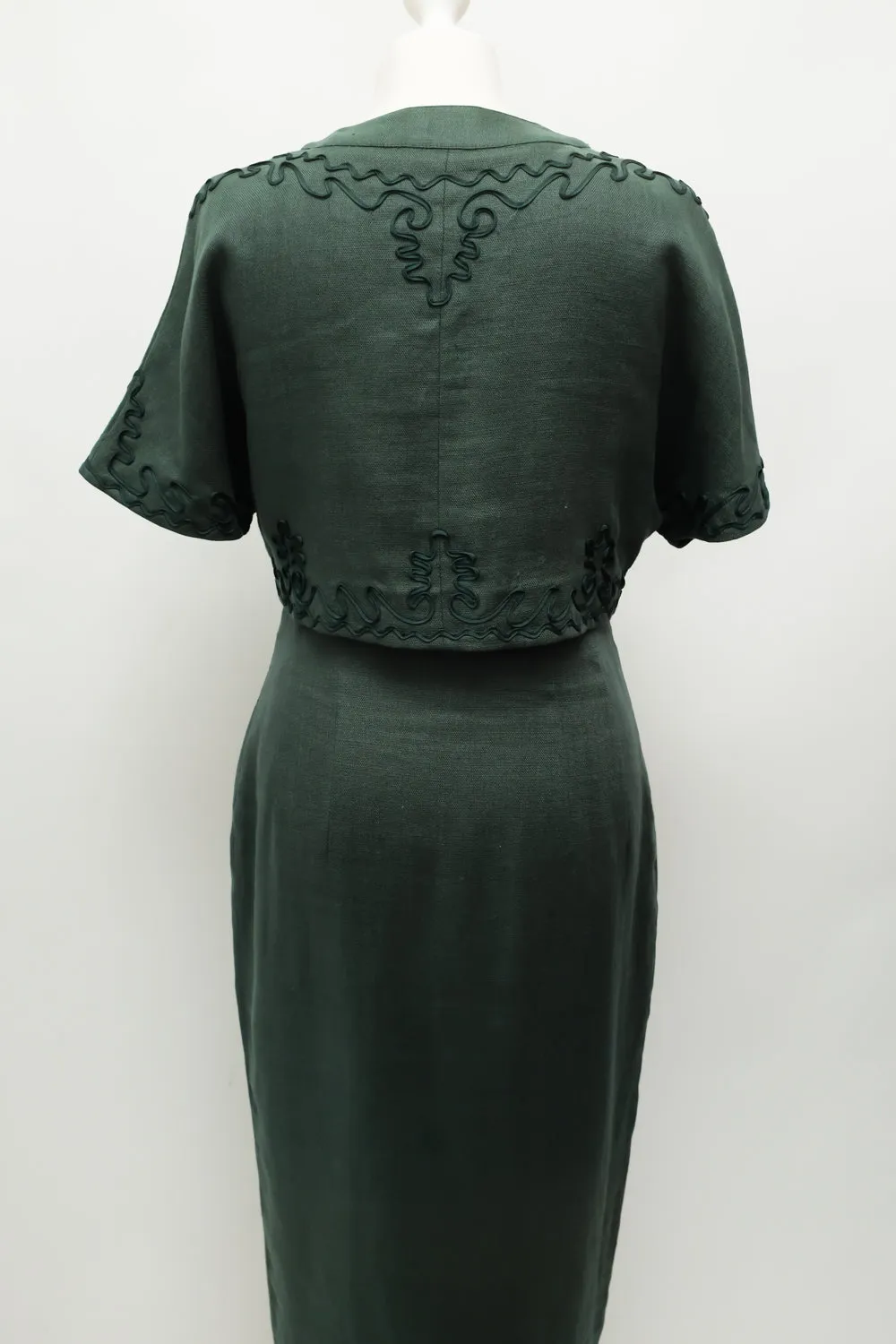 GREEN PURE LINEN VINTAGE DRESS