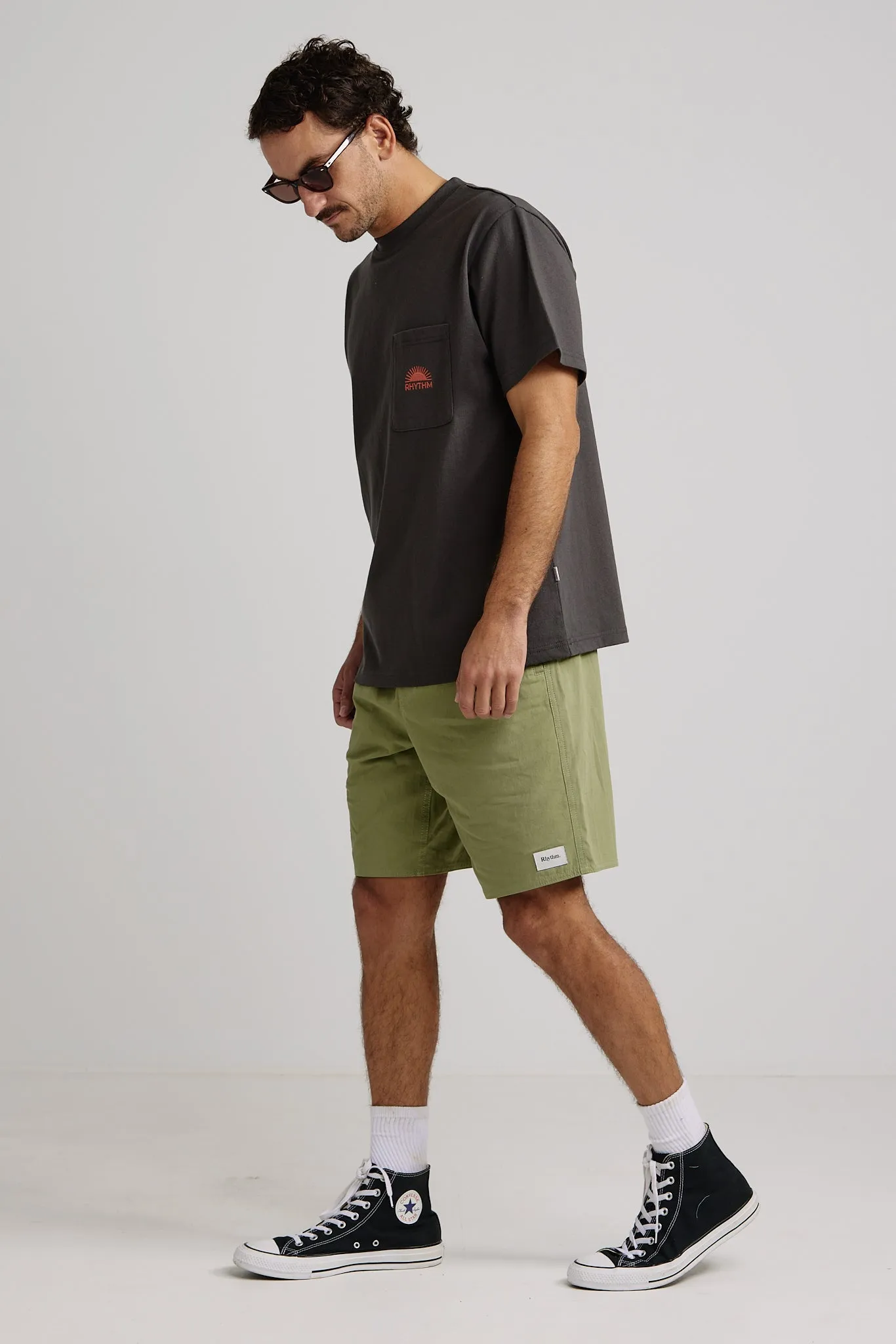 Heavy Vintage Pocket Emblem Ss T Shirt Charcoal