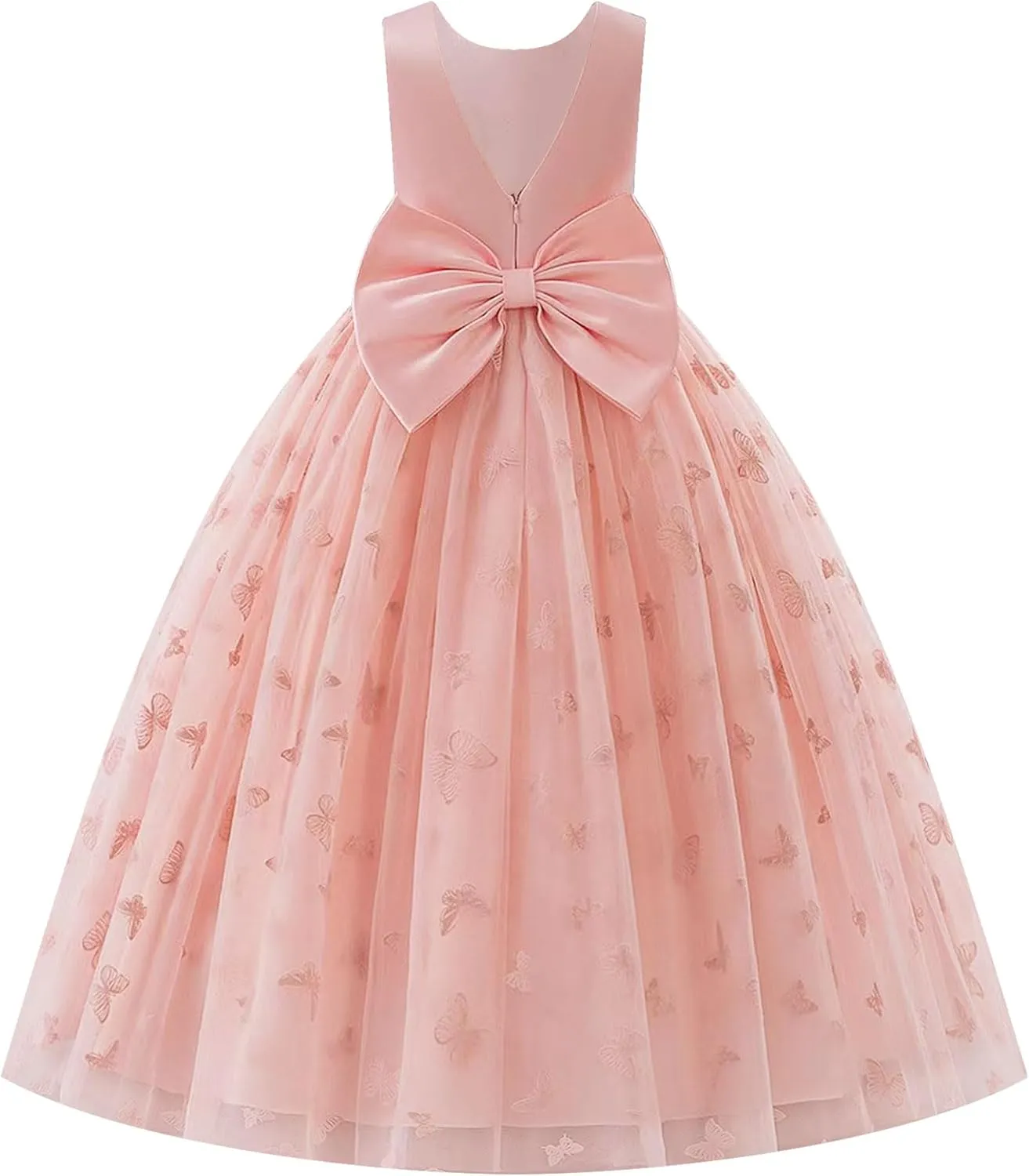 IDOPIP Sequin Flower Girl Lace Dress for Kids Wedding Pageant Party Formal Long Gown Princess First Communion Tulle Dresses
