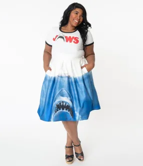 Jaws x Unique Vintage Plus Size Jaws Movie Poster Jayne Swing Skirt