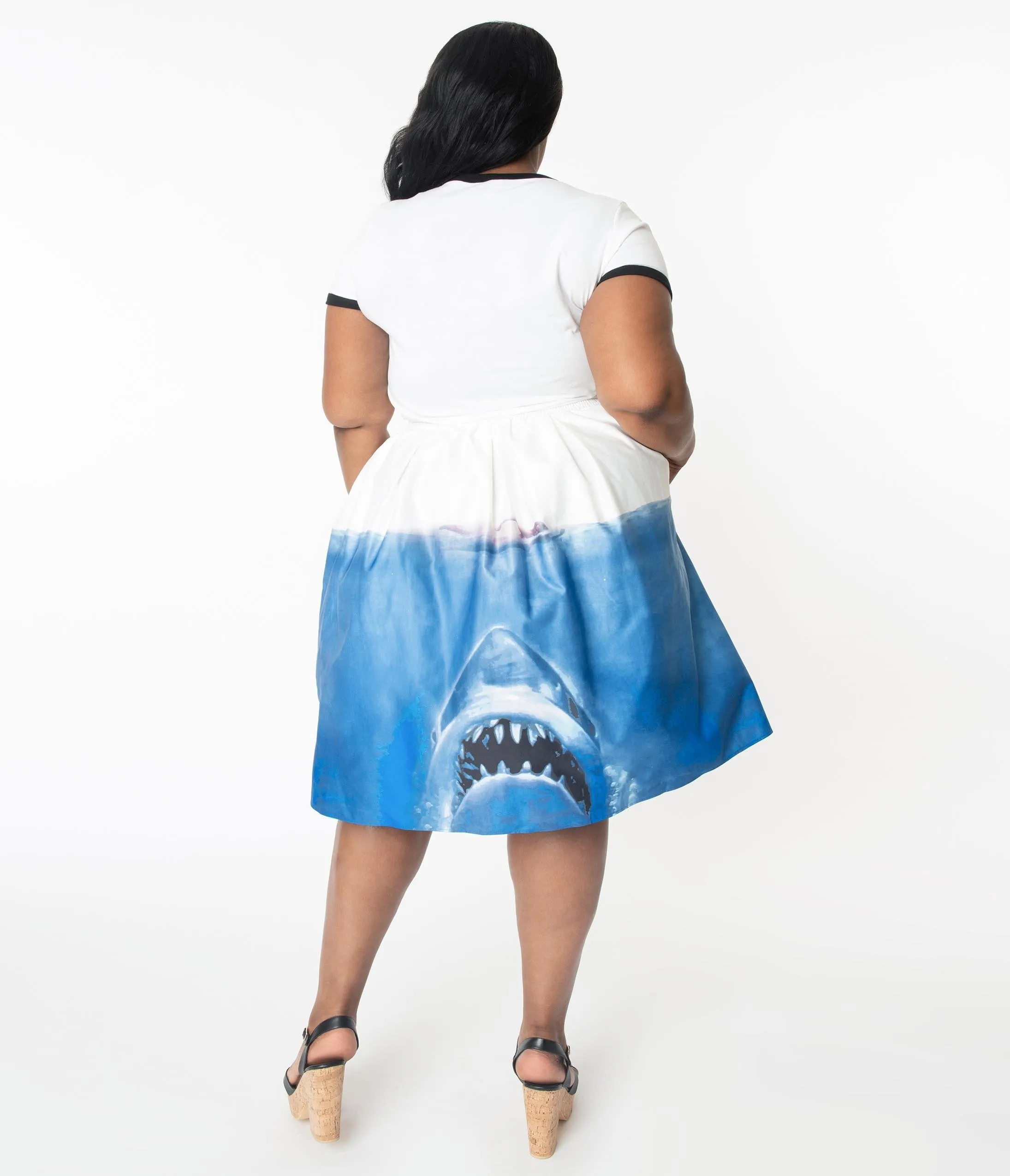 Jaws x Unique Vintage Plus Size Jaws Movie Poster Jayne Swing Skirt