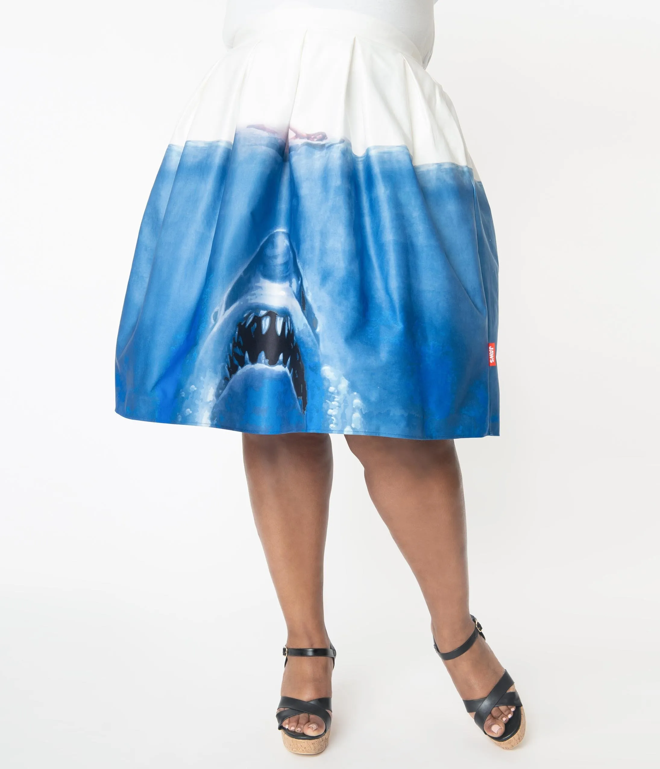 Jaws x Unique Vintage Plus Size Jaws Movie Poster Jayne Swing Skirt