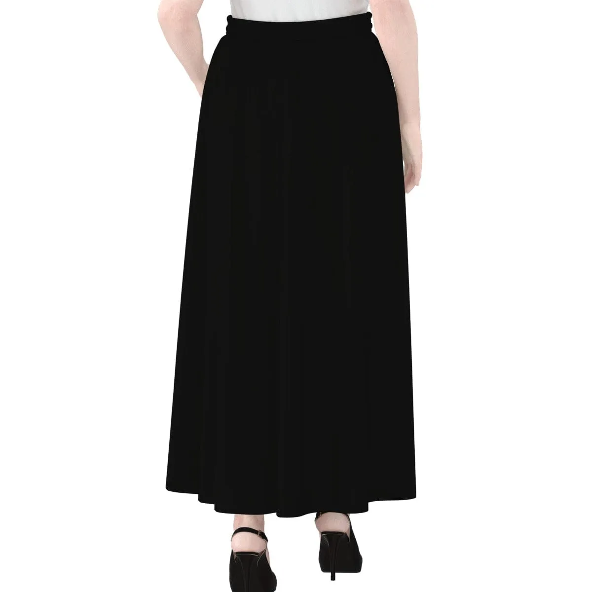 Jet Black - Women's Maxi Chiffon Skirts With Lining