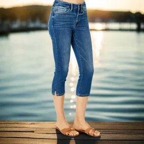 Judy Blue Mid-Rise Capri with Side Slit