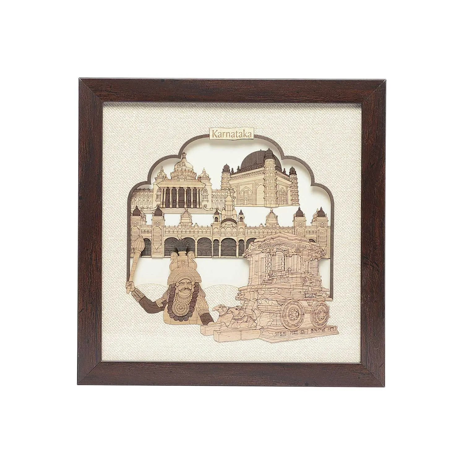 Karnataka Monuments Wood Art Frame 10 in x 10 in