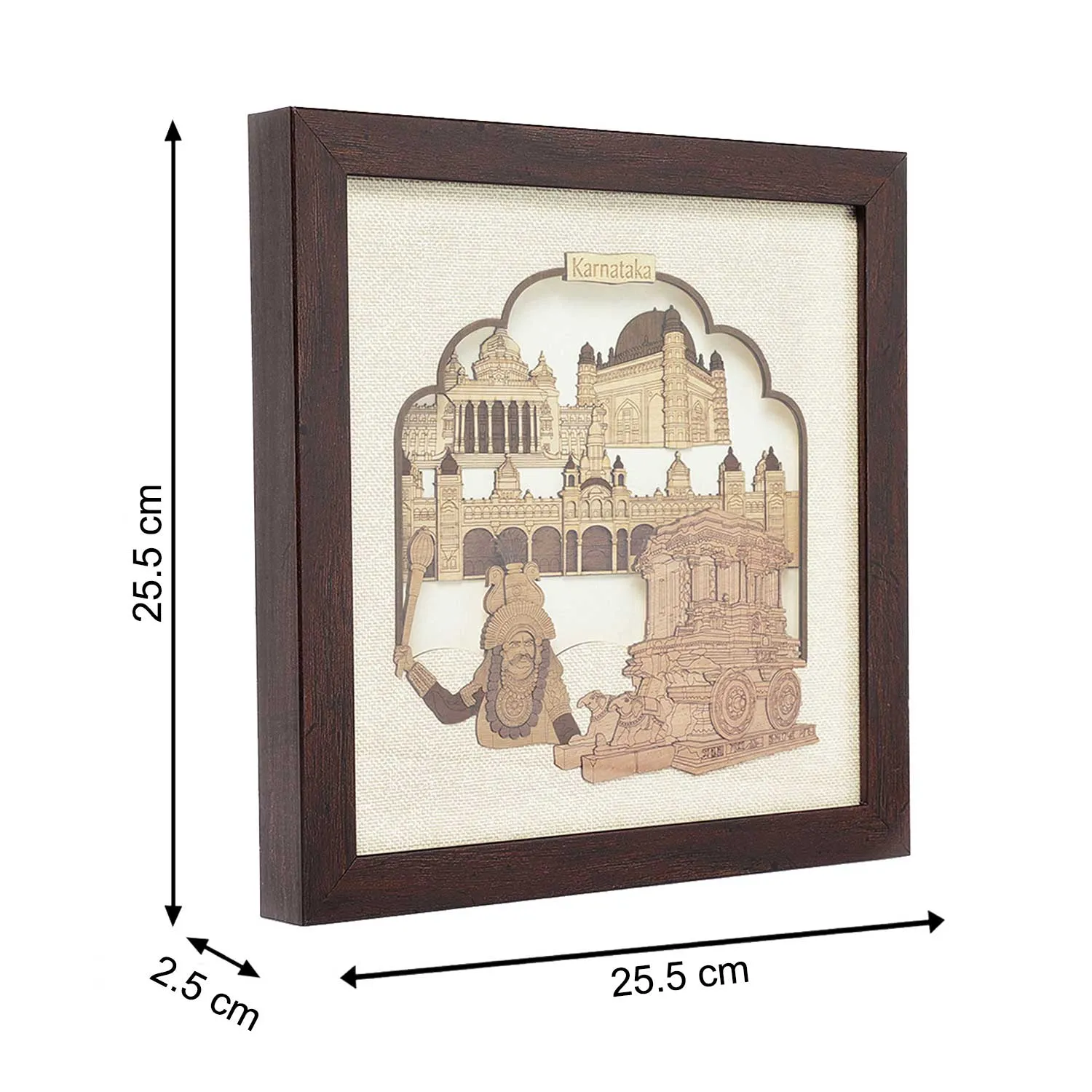 Karnataka Monuments Wood Art Frame 10 in x 10 in