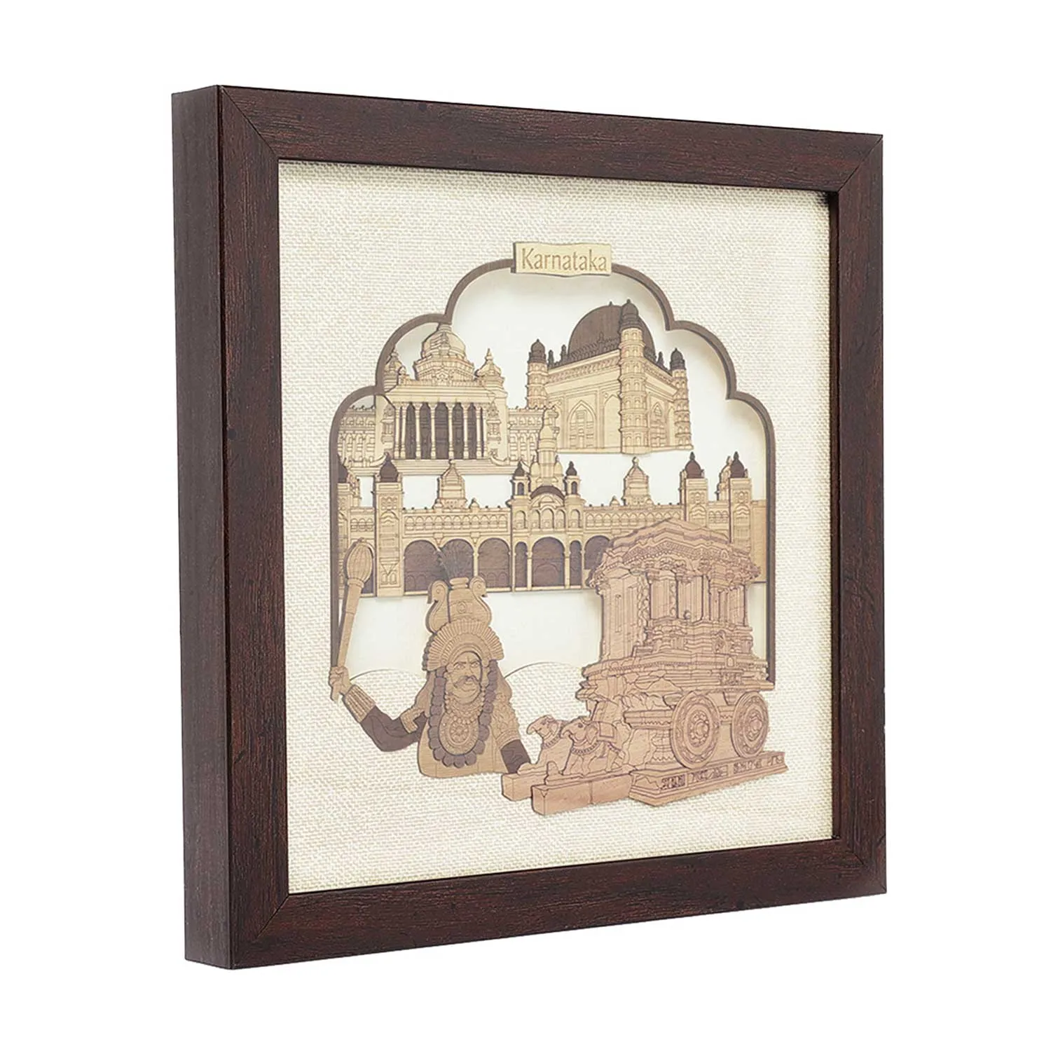 Karnataka Monuments Wood Art Frame 10 in x 10 in