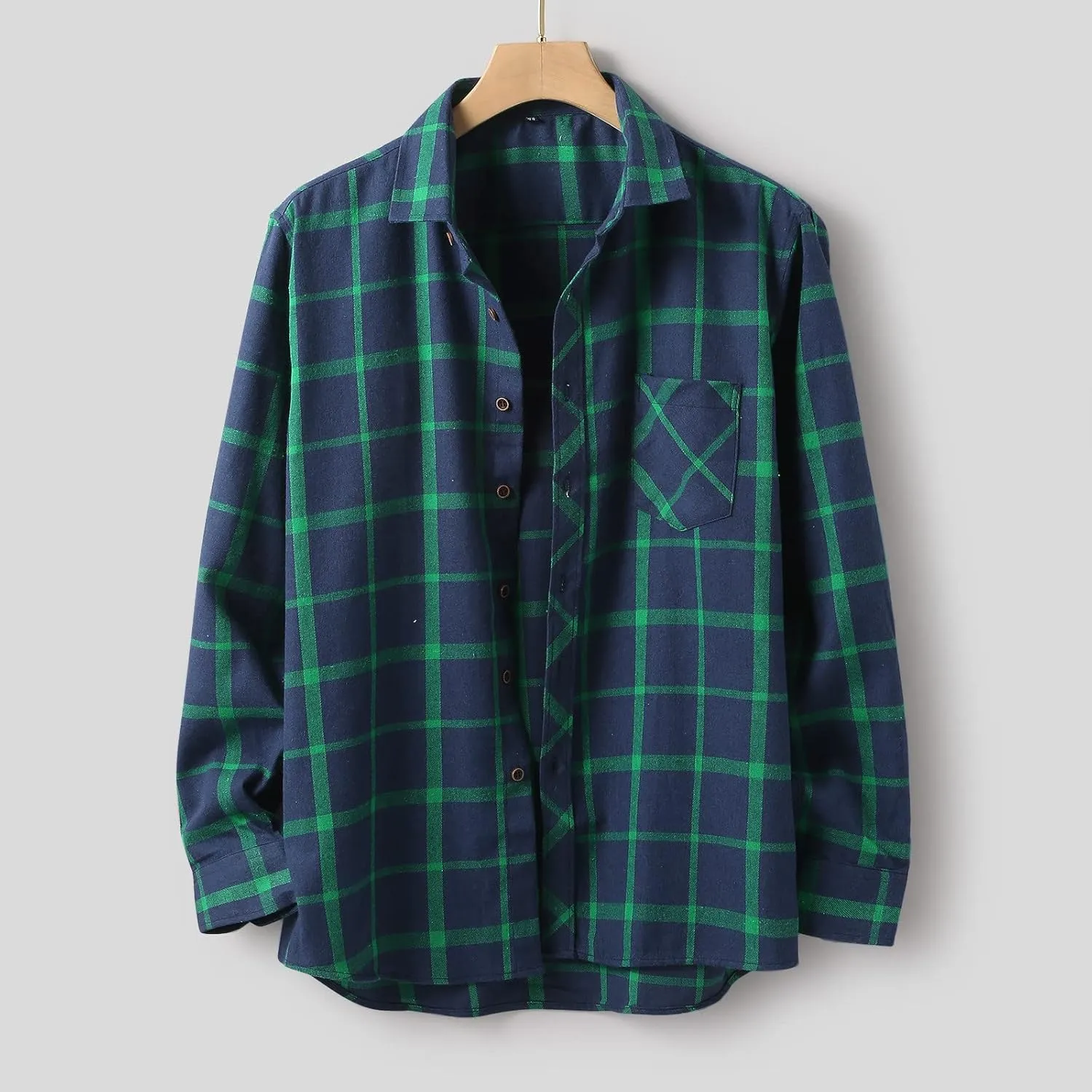 LCMTWX Men's Fleece Flannel Jackets Square Printing Lightweight Breathable Long Sleeve Lapel Formal Heavy Warm Fleece