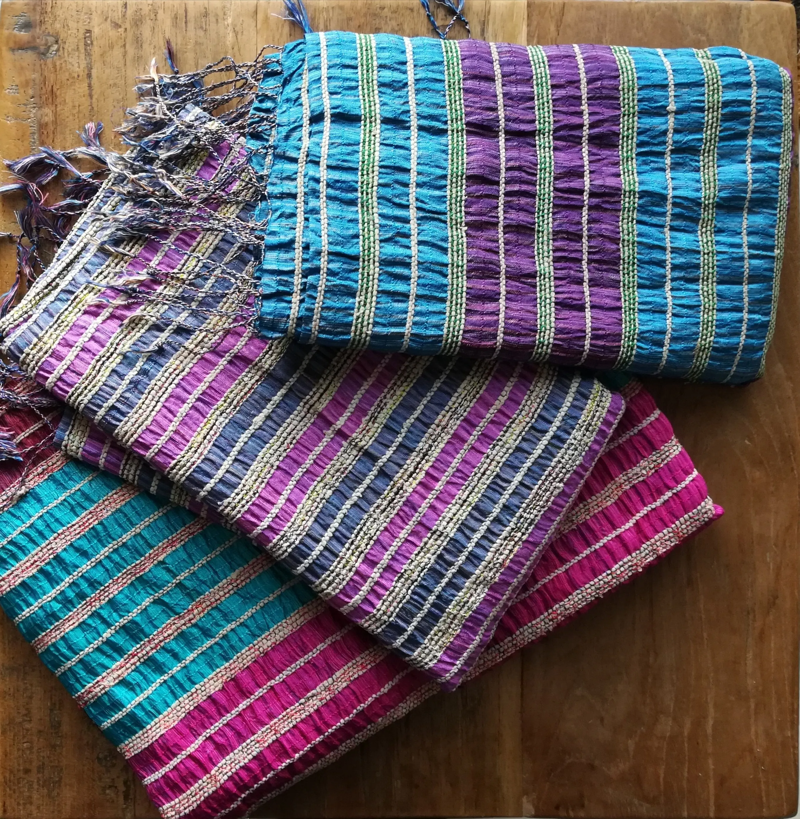 Lotus & Silk handwoven exclusive scarves from Myanmar- Blue & Purple