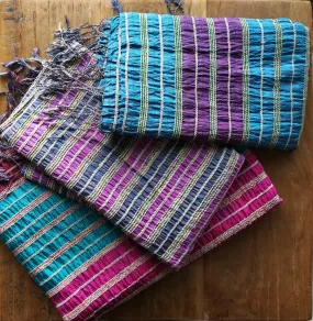 Lotus & Silk handwoven exclusive scarves from Myanmar- Blue & Purple