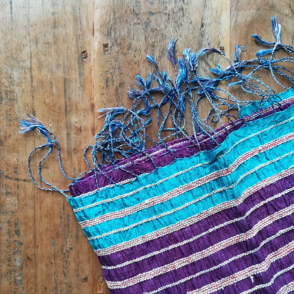 Lotus & Silk handwoven exclusive scarves from Myanmar- Blue & Purple