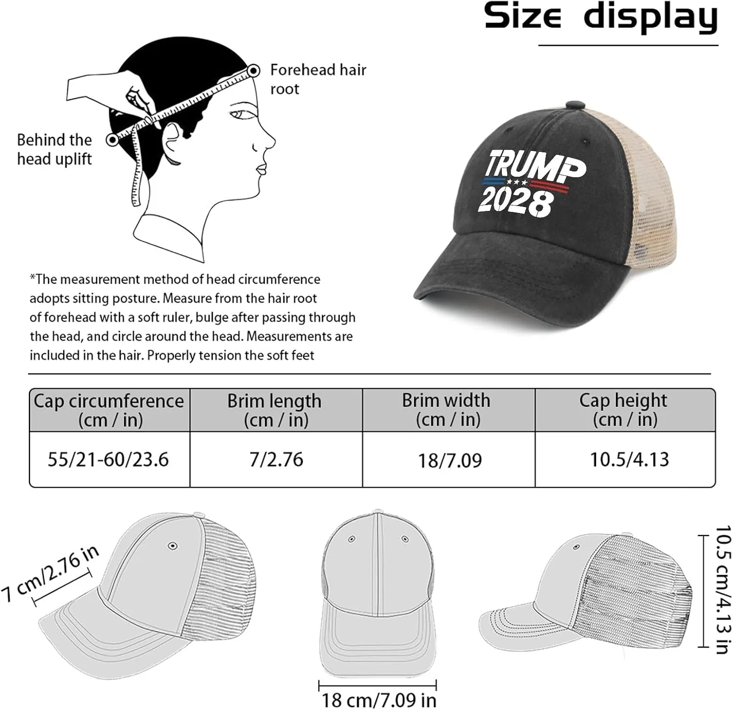 Made in US Pro Tru-mp 2028 President America Hats for Men Baseball Cap Stylish Washed Workout Hats