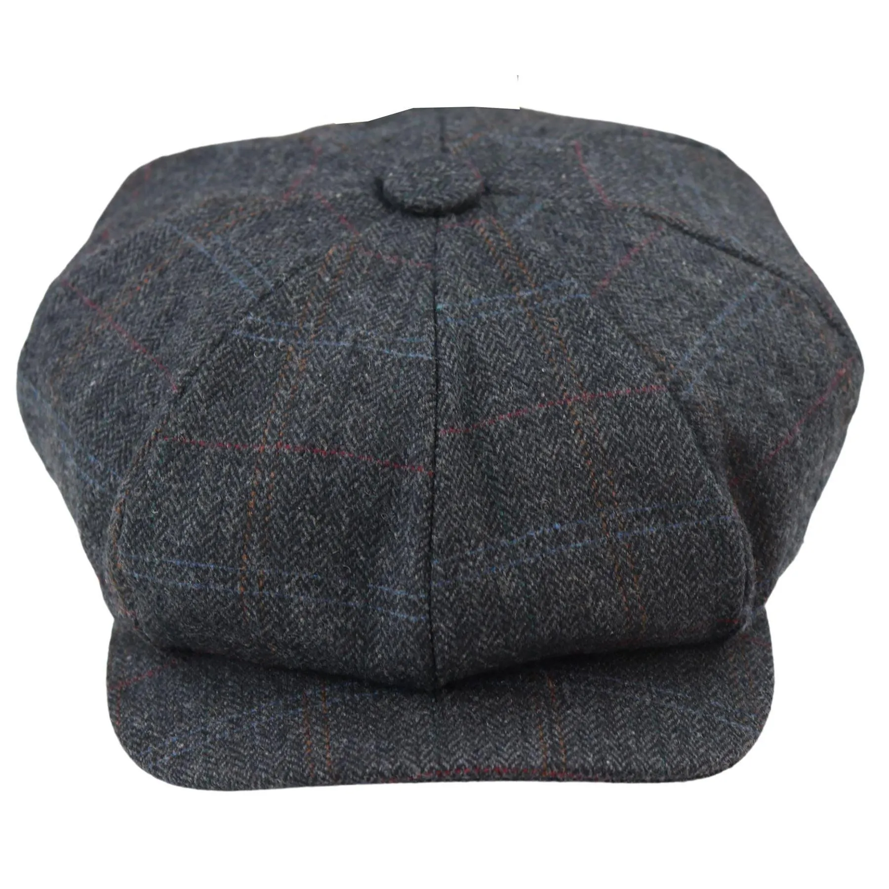 Mens 8 Panel Razor Baker Boy Hat Wool Tweed Blinders Newsboy Flat Cap Blue Check Charcoal