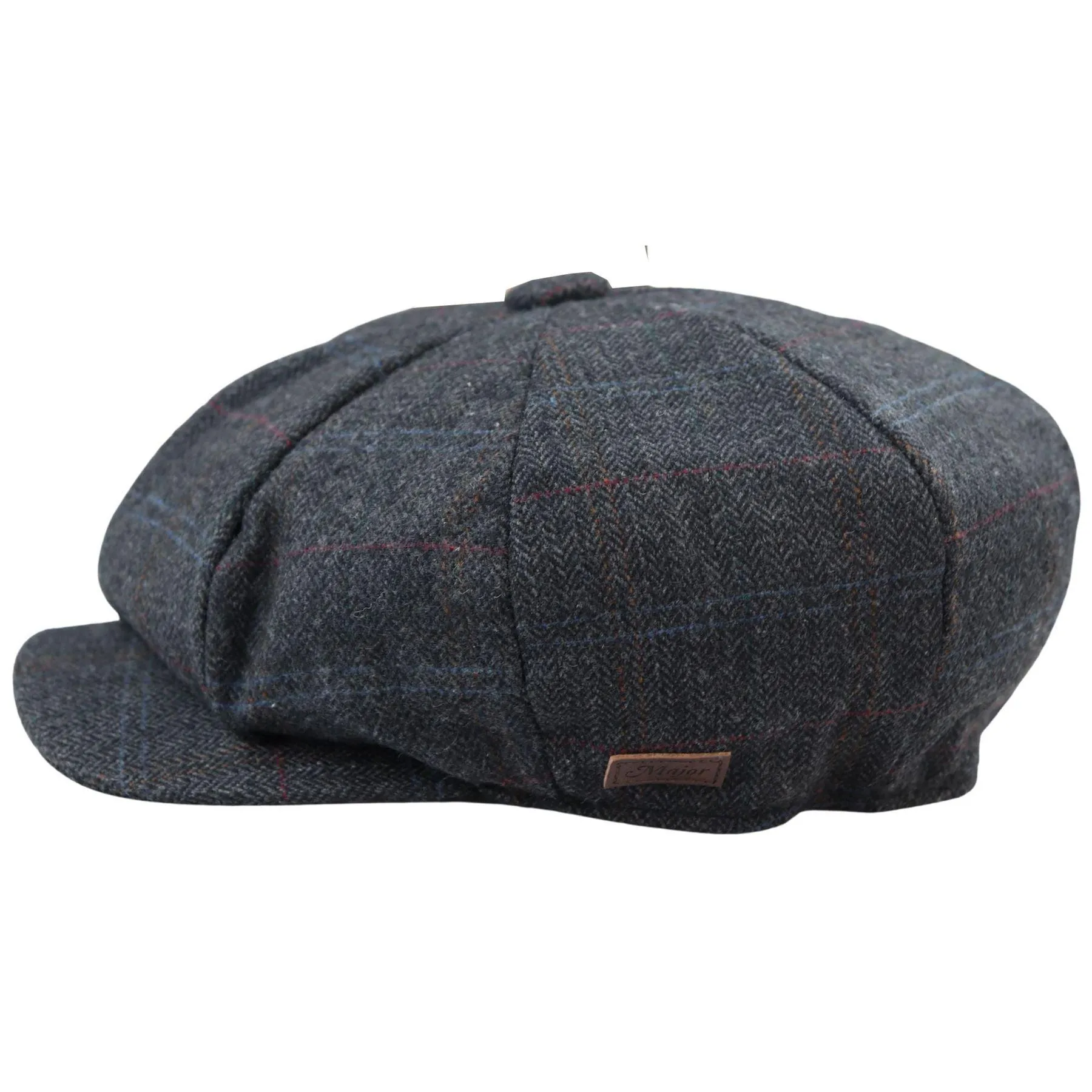 Mens 8 Panel Razor Baker Boy Hat Wool Tweed Blinders Newsboy Flat Cap Blue Check Charcoal