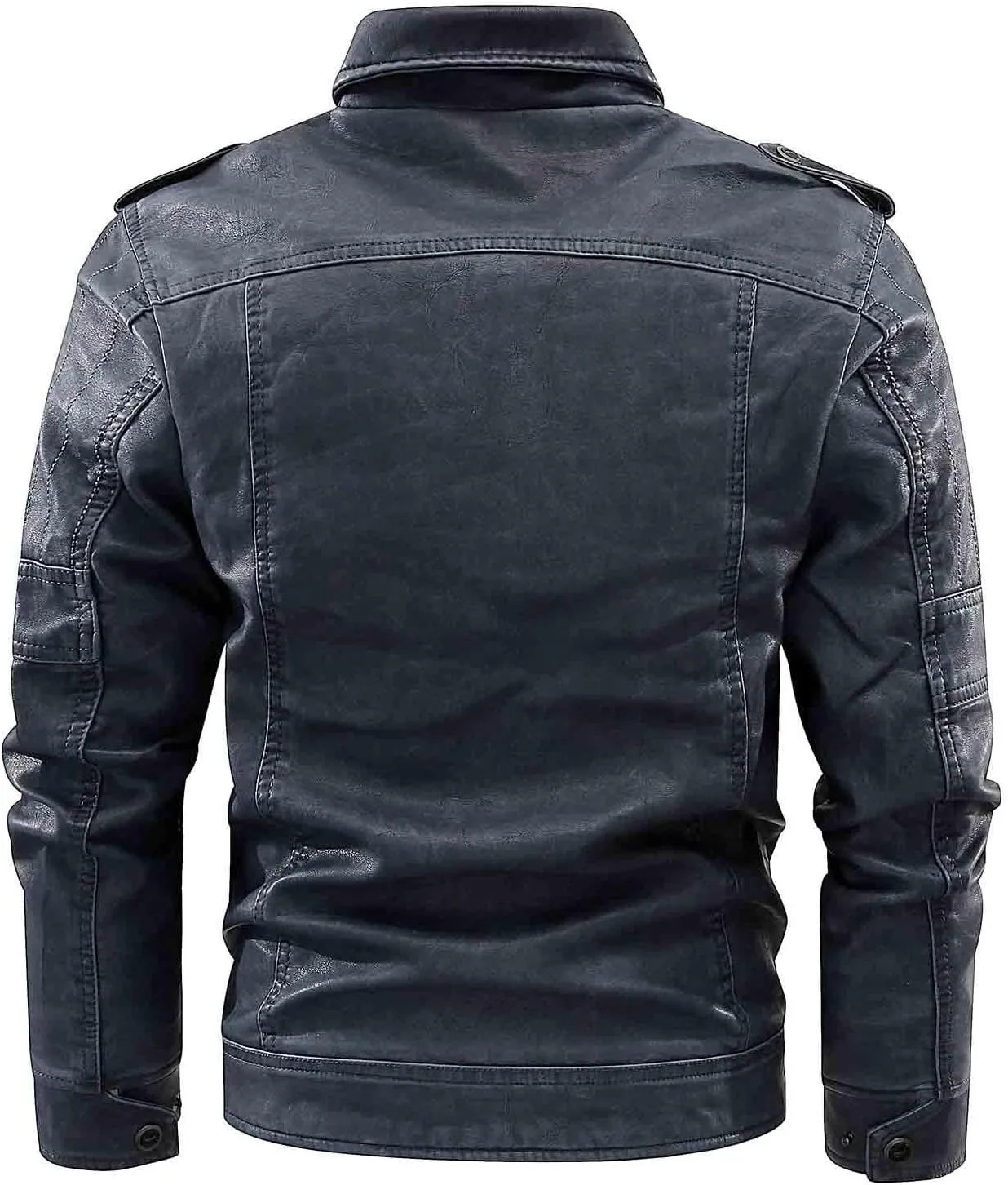 Men's Lightweight Bomber Jacket Vintage Asymmetric Zip Moto Sherpa Outwear Stand Collar Fleece Lined Leather Jackets