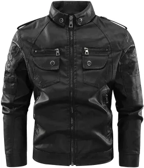 Men's Lightweight Bomber Jacket Vintage Asymmetric Zip Moto Sherpa Outwear Stand Collar Fleece Lined Leather Jackets