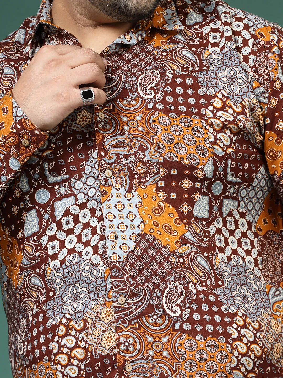 Men's Rayon Paisley Print Shirt