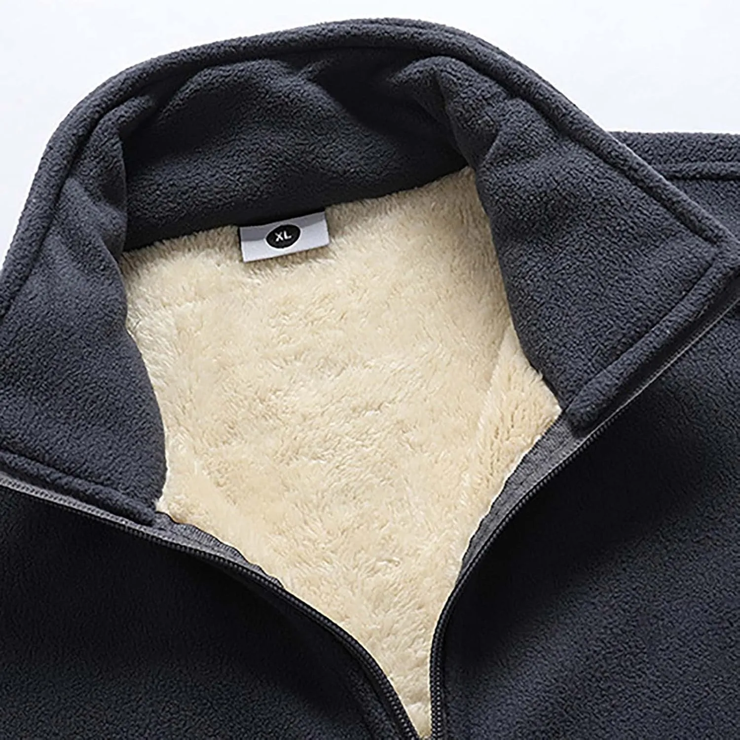 Men's Winter Fleece Warm Sherpa Lined Shirt Jacket for Men Thick Full-Zip Faux Leather Overcoat Jacket with Pockets