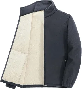 Men's Winter Fleece Warm Sherpa Lined Shirt Jacket for Men Thick Full-Zip Faux Leather Overcoat Jacket with Pockets