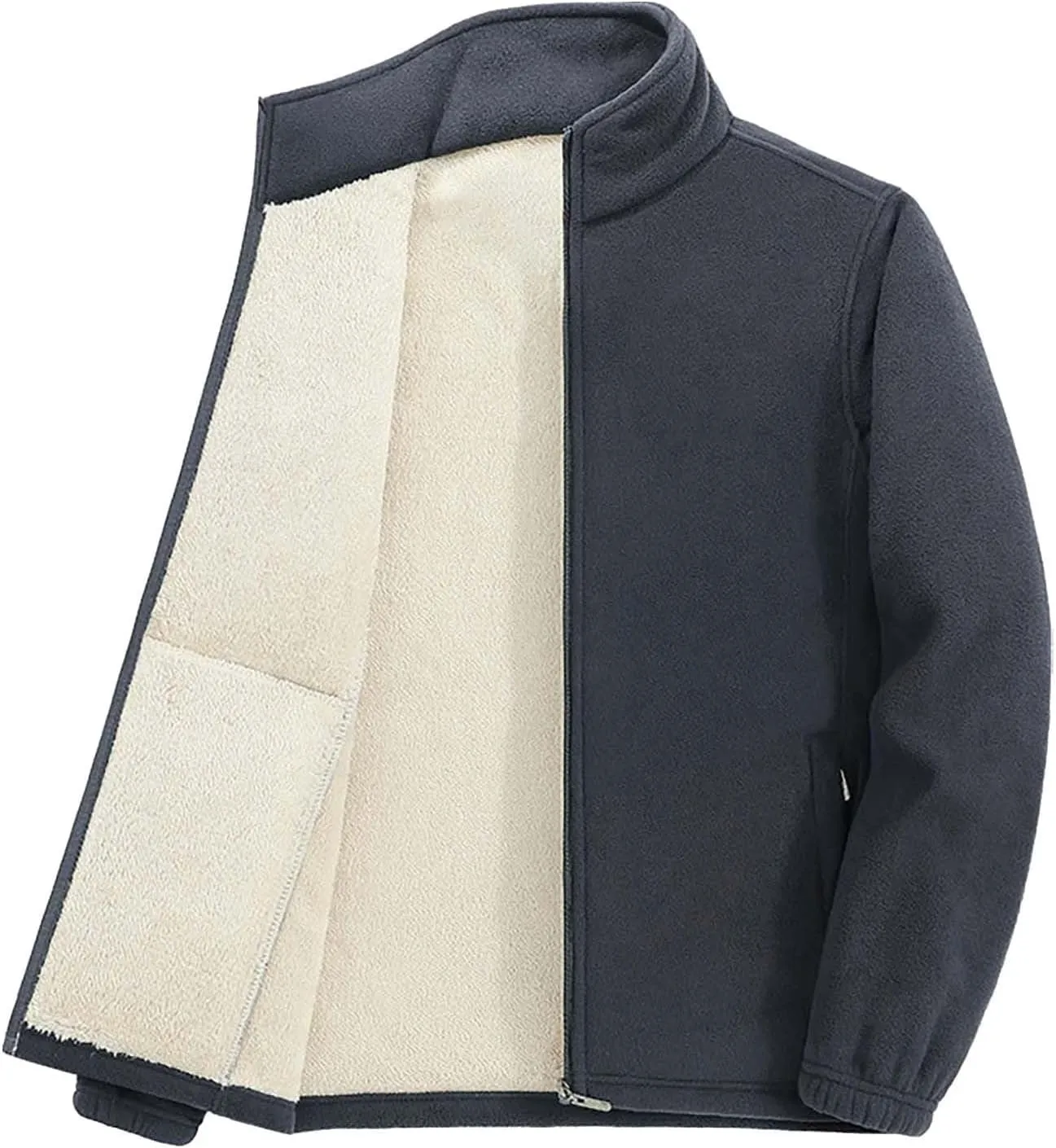 Men's Winter Fleece Warm Sherpa Lined Shirt Jacket for Men Thick Full-Zip Faux Leather Overcoat Jacket with Pockets