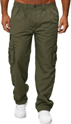 ODIZLI Cargo Pants for Men Casual Cotton Jogger Multi Pockets Outdoor Hiking Work Sweatpants