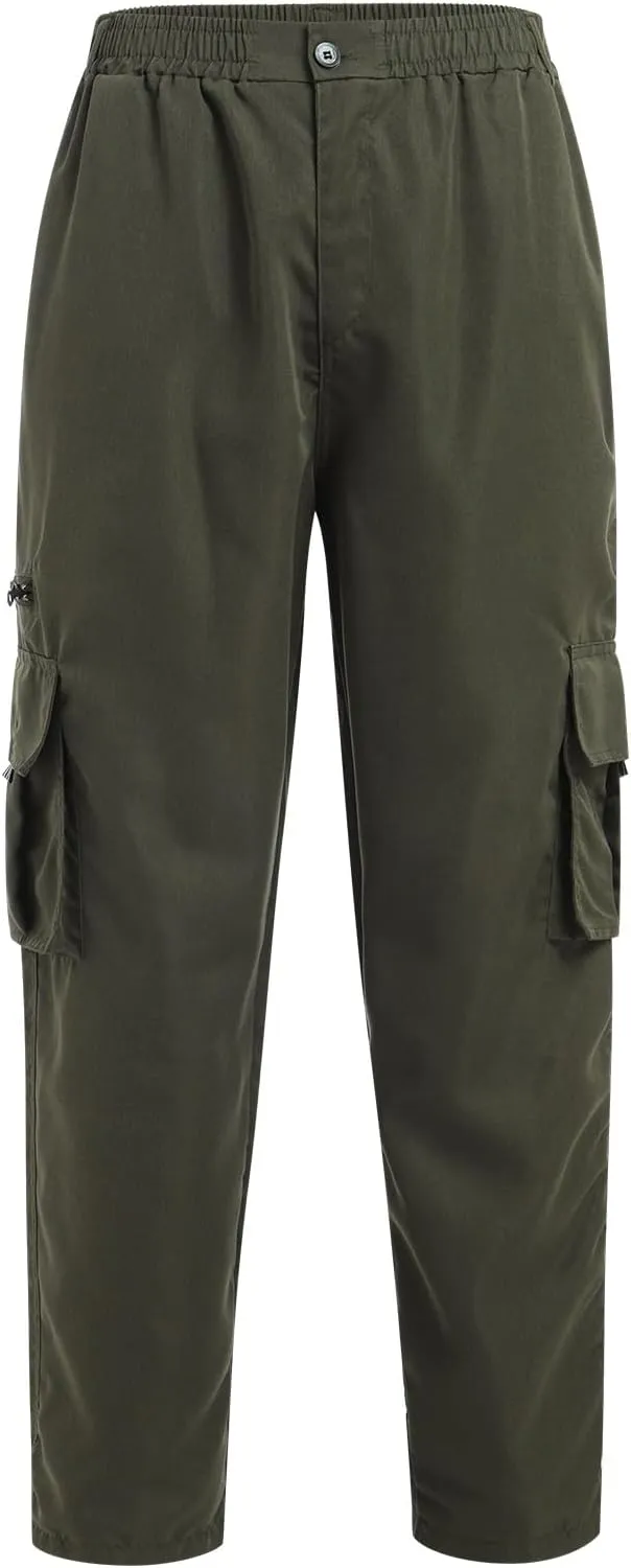 ODIZLI Cargo Pants for Men Casual Cotton Jogger Multi Pockets Outdoor Hiking Work Sweatpants