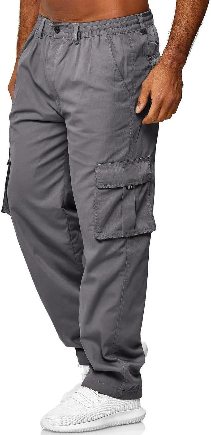 ODIZLI Cargo Pants for Men Casual Cotton Jogger Multi Pockets Outdoor Hiking Work Sweatpants