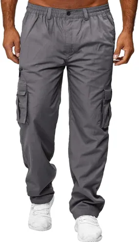 ODIZLI Cargo Pants for Men Casual Cotton Jogger Multi Pockets Outdoor Hiking Work Sweatpants