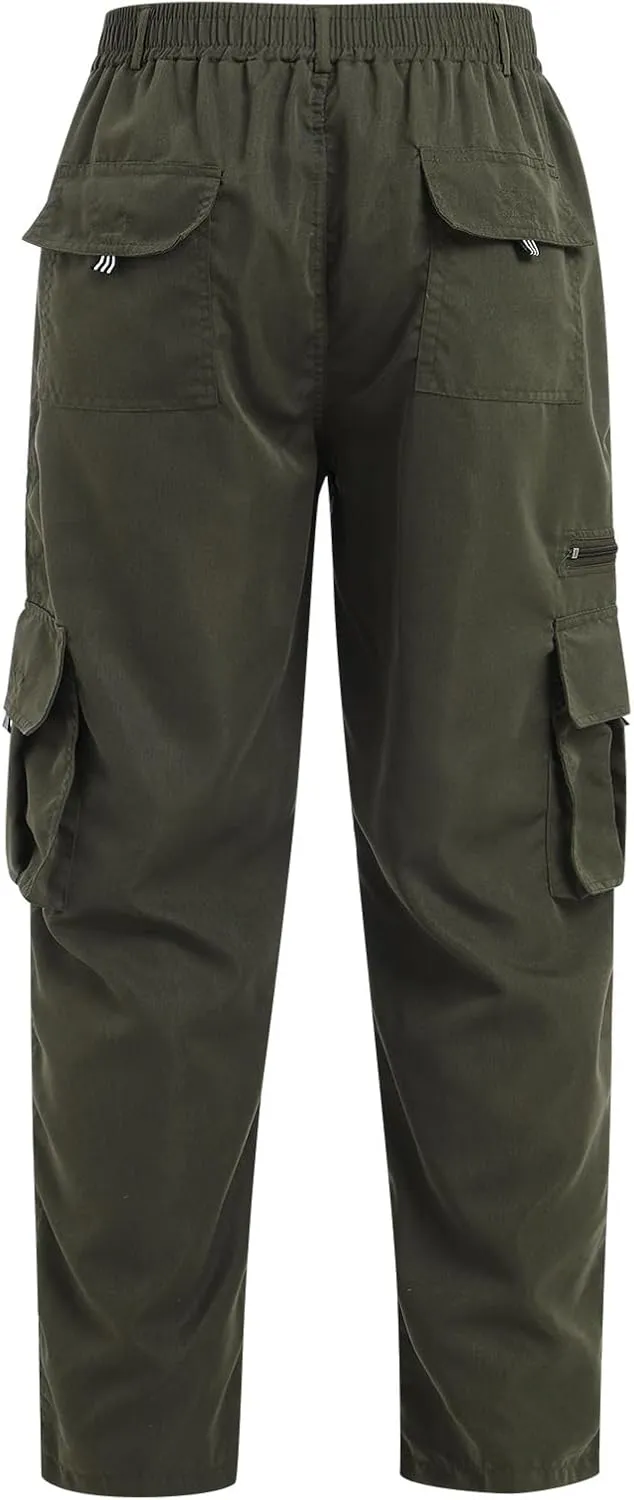 ODIZLI Cargo Pants for Men Casual Cotton Jogger Multi Pockets Outdoor Hiking Work Sweatpants