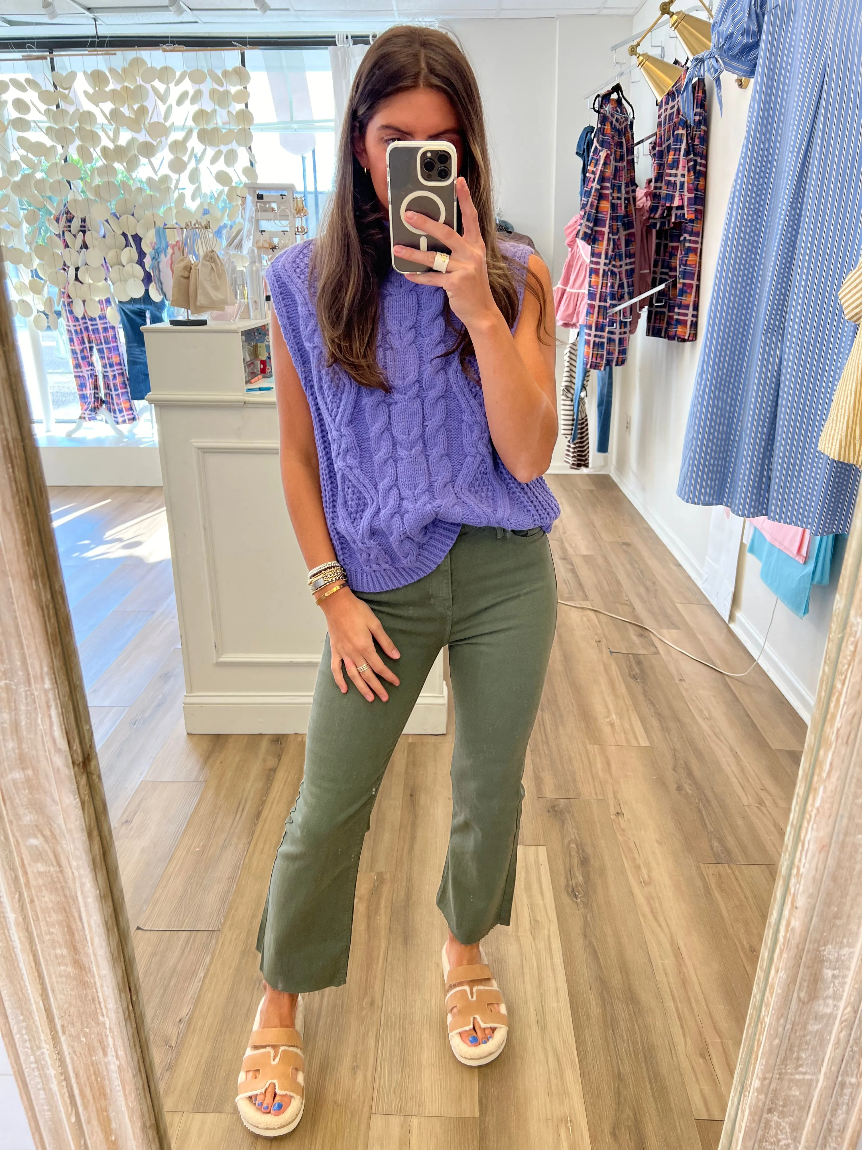 Olive Vintage Crop Flare