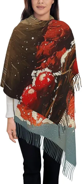Pashmina Shawls Wraps Cashmere Feel Scarves Winter Soft Warm Large Scarf Gifts, Christmas Cat Funny Vintage