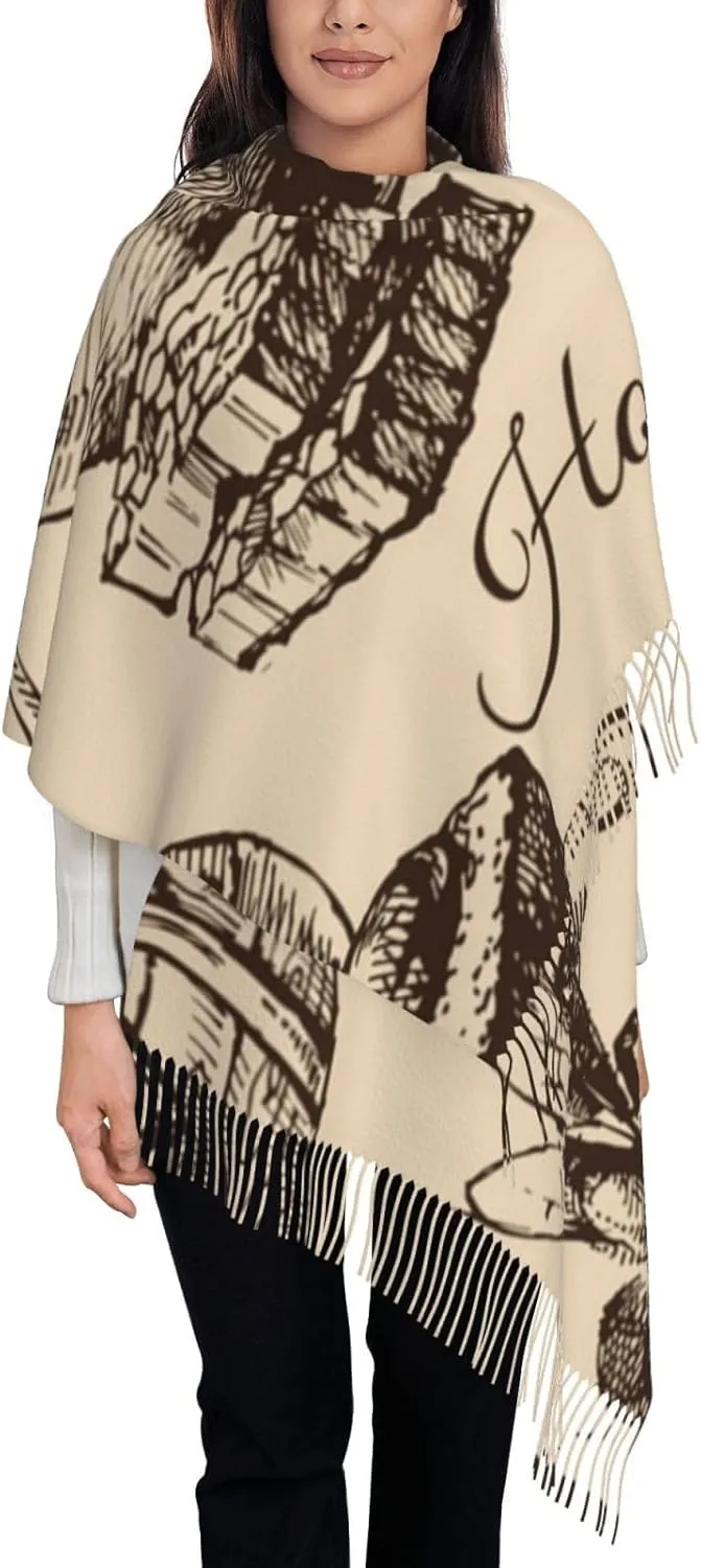 Pashmina Shawls Wraps Cashmere Feel Scarves Winter Soft Warm Large Scarf Gifts, Honey Honeycomb Vintage
