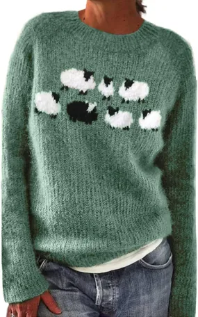 PETYCZEN Womens Fair Isle Sweater Vintage Long Sleeve Mock Neck Sweater Casual Loose Pullover Tops Cozy Warm Knit Sweater